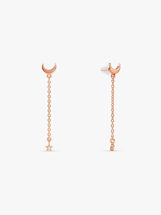Rose Gold Nova Moon Dangler Earrings