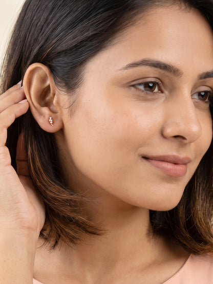 Rose Gold Ignition Curve Earrings