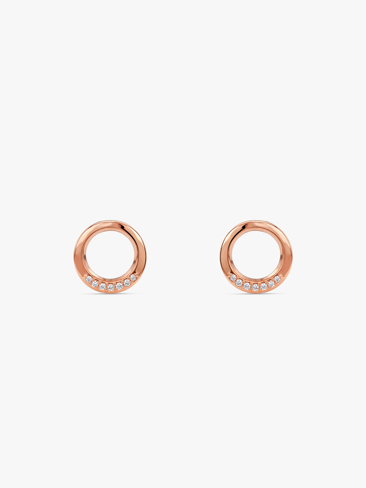 Rose Gold Orbit Circle Stud Earrings
