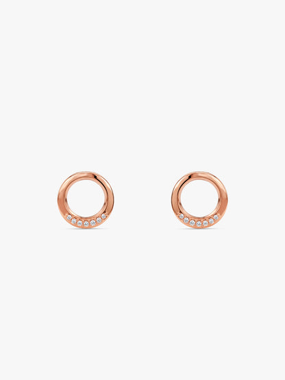 Rose Gold Orbit Circle Stud Earrings