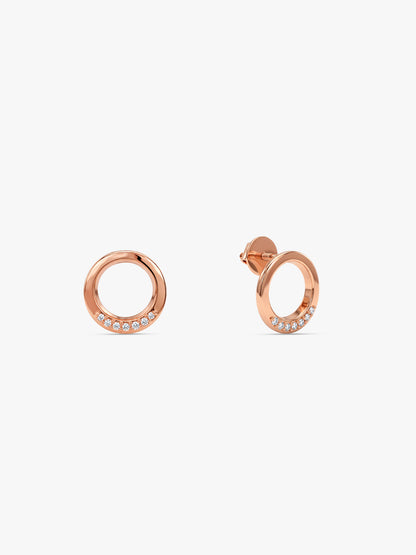 Rose Gold Orbit Circle Stud Earrings