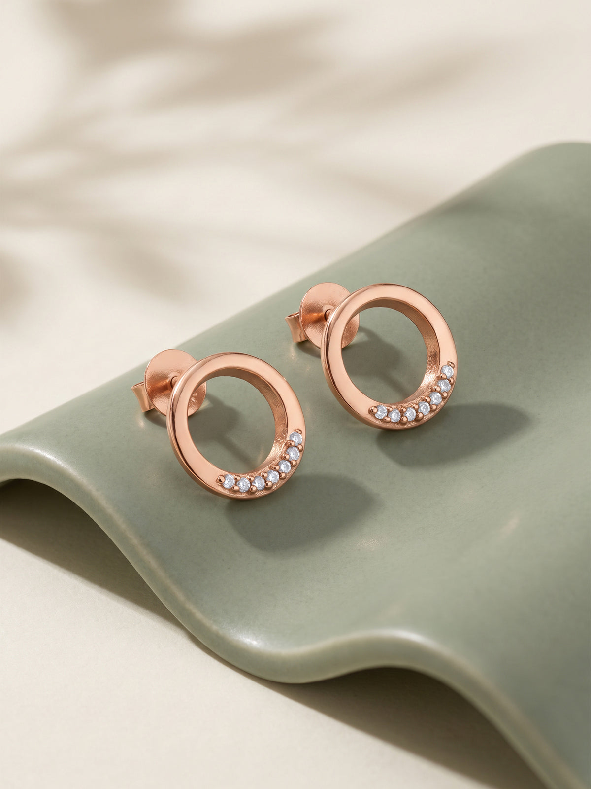 Rose Gold Orbit Circle Stud Earrings