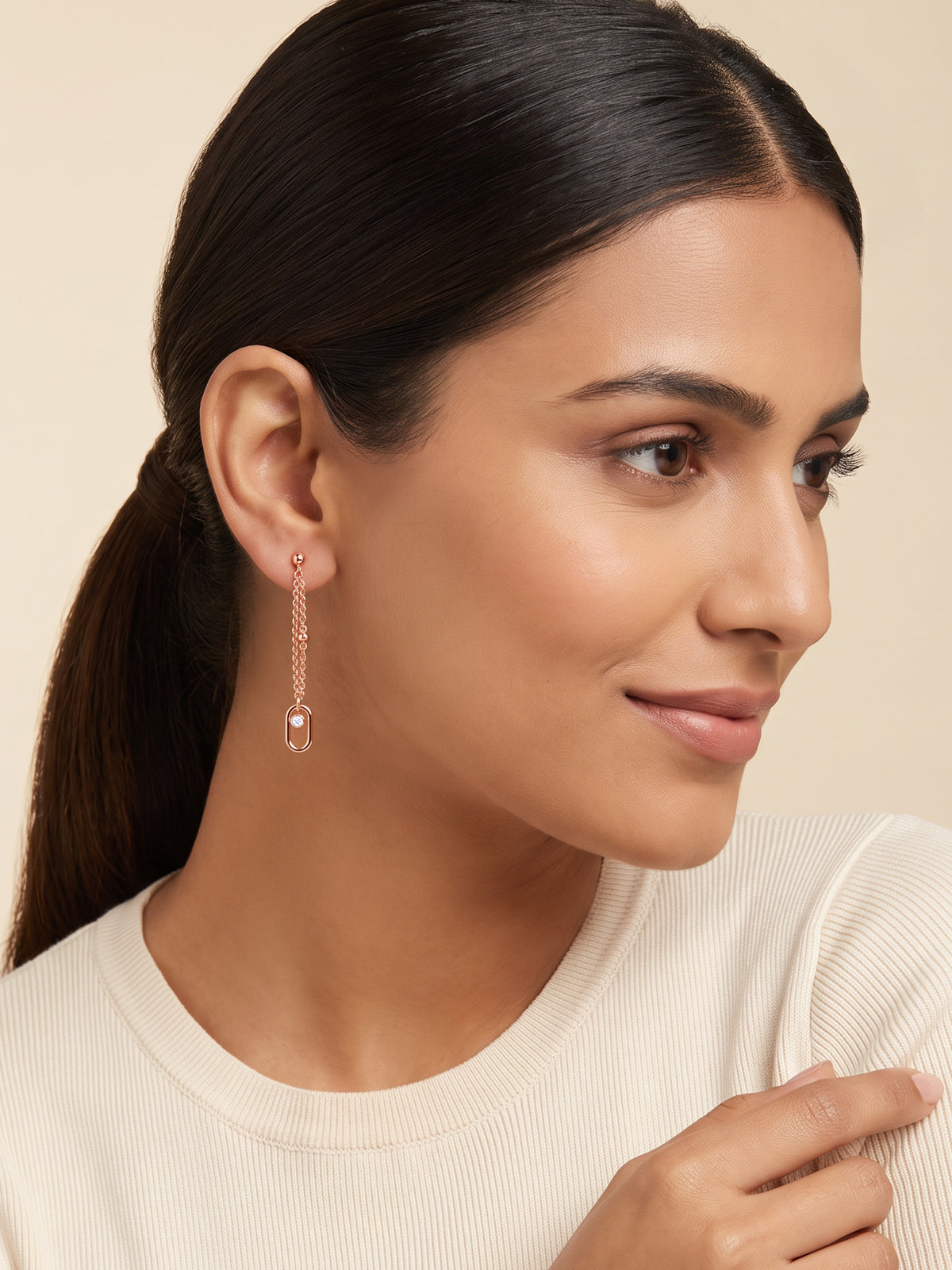 Rose Gold Quadrant Glow Danglers