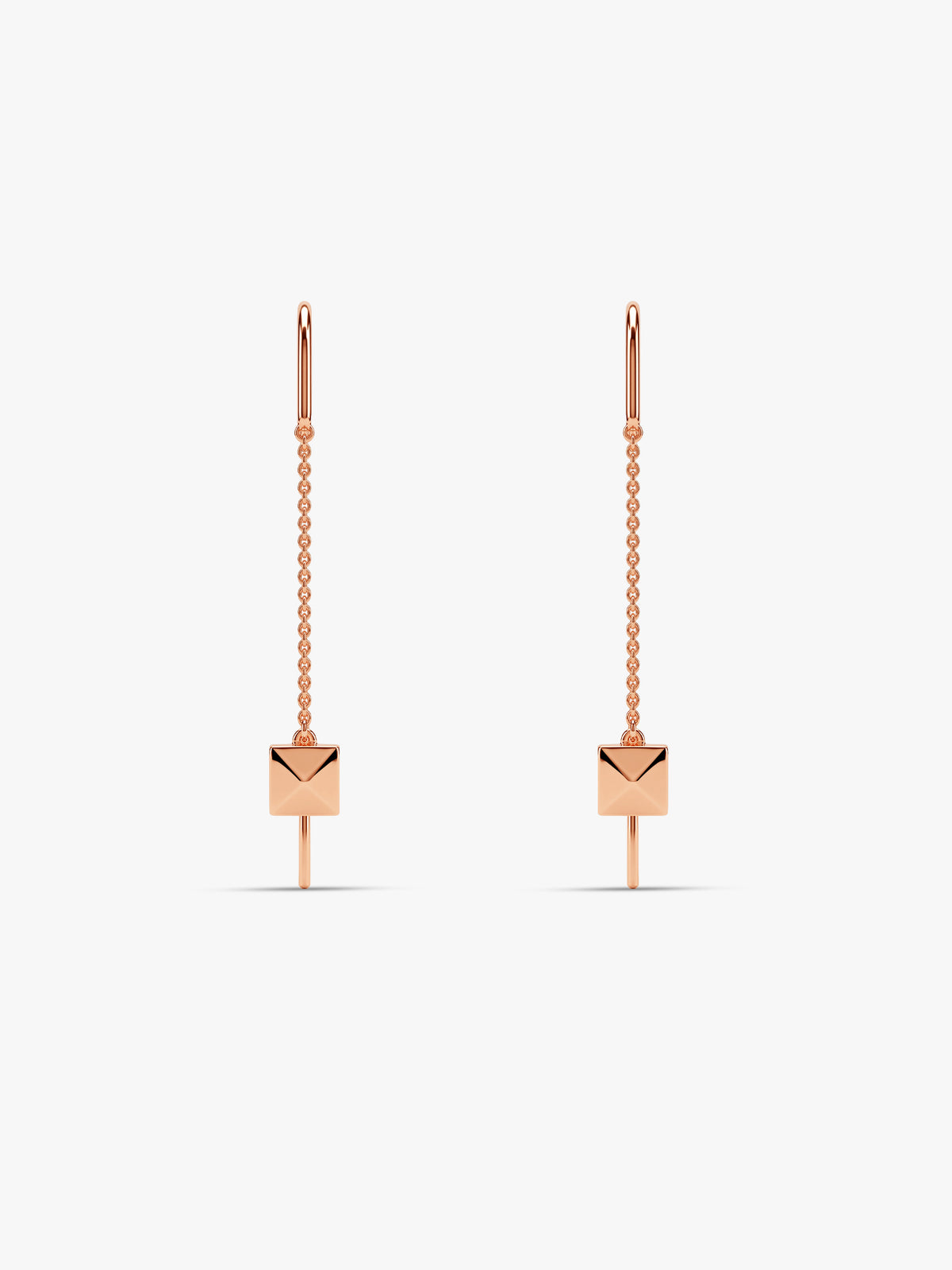 Rose Gold Square Muse Sui Dhaga Earrings