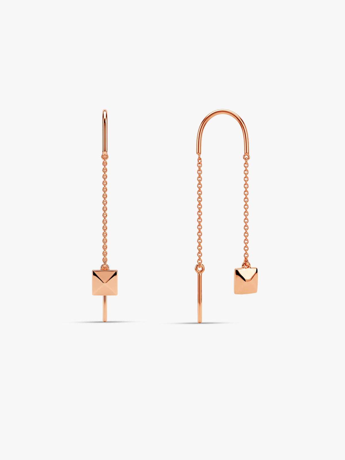 Rose Gold Square Muse Sui Dhaga Earrings