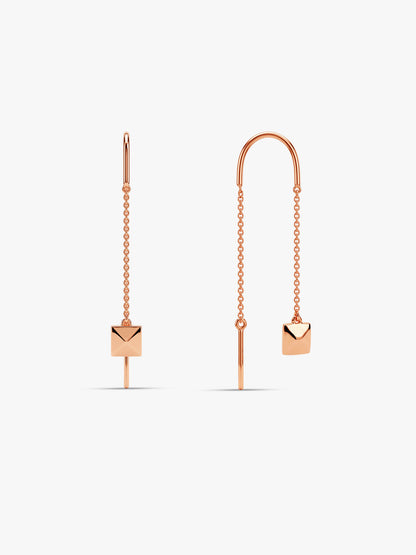 Rose Gold Square Muse Sui Dhaga Earrings