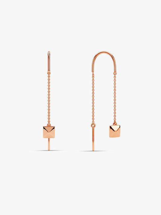Rose Gold Square Muse Sui Dhaga Earrings