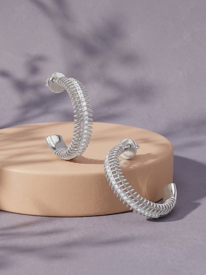 Silver Spine of Light Hoop Earrings