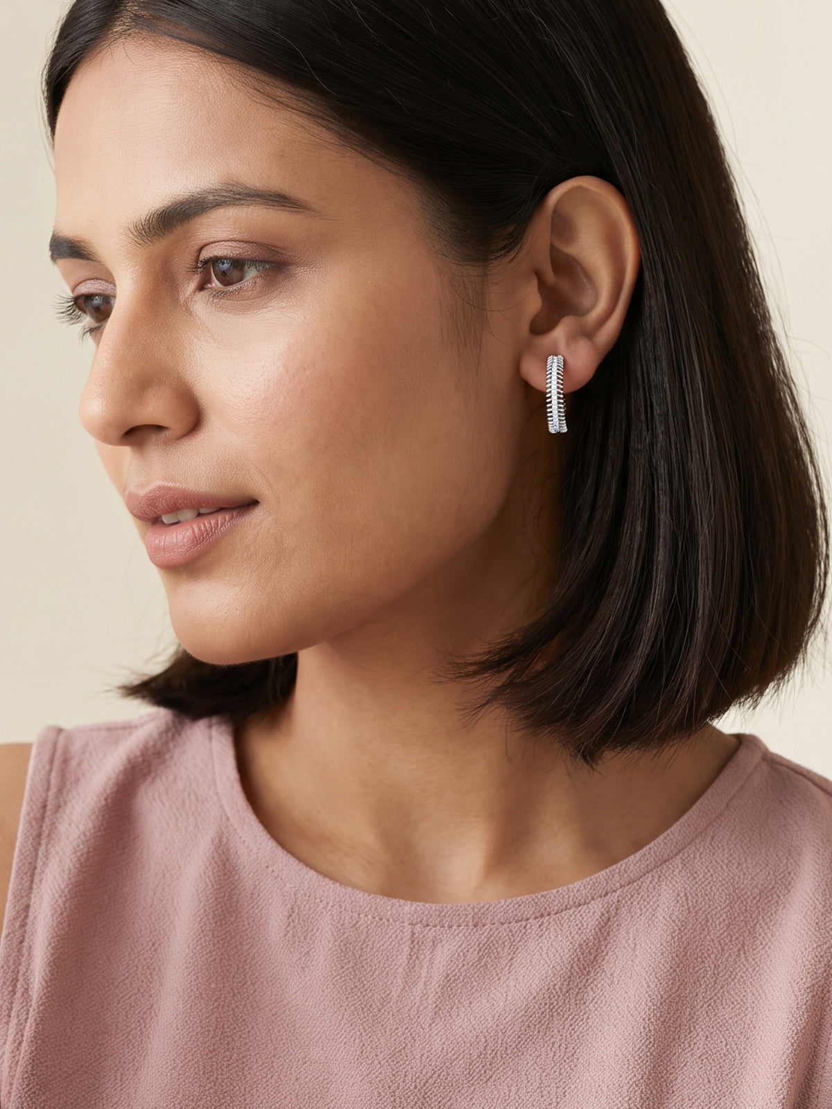 Silver Spine of Light Hoop Earrings