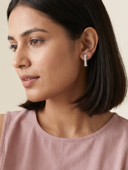 Silver Spine of Light Hoop Earrings
