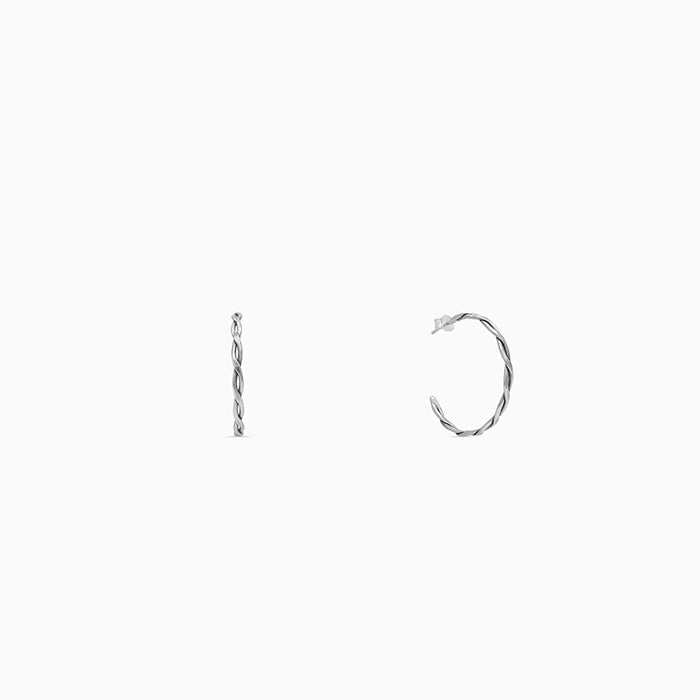 Silver Plumeria Half Hoop Earrings