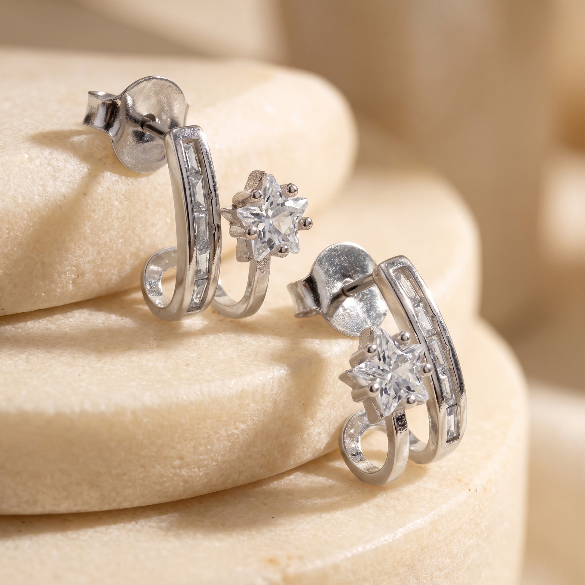 Silver Mirella Parallel Earrings