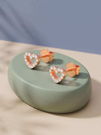 Rose Gold Bellina Heart Studs
