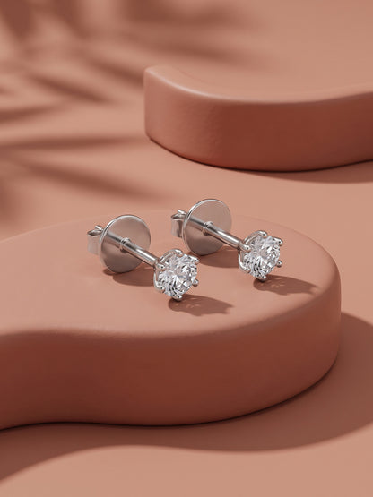 Silver Stella Prism Solitaire Studs
