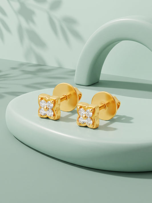 Gold Solis Quad Stud Earrings