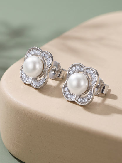 Silver Veronica Pearl Studs