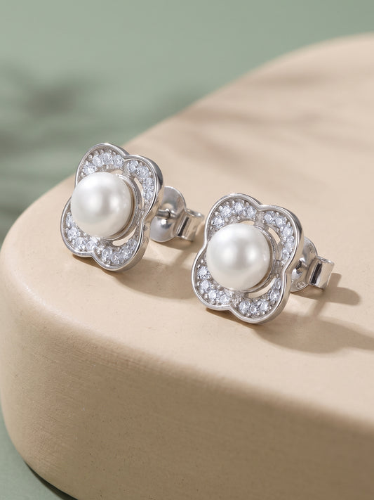 Silver Veronica Pearl Studs