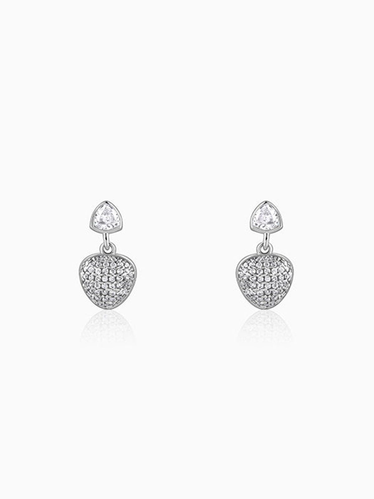 Silver Falling Heart Earrings