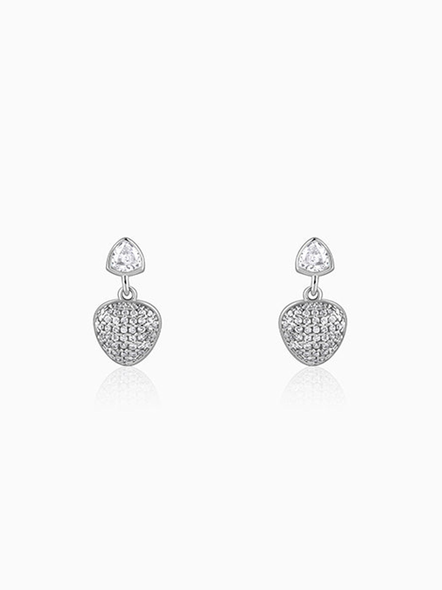 Silver Falling Heart Earrings
