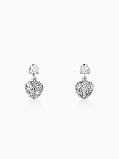 Silver Falling Heart Earrings