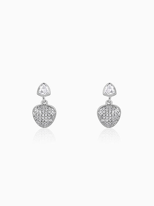 Silver Falling Heart Earrings