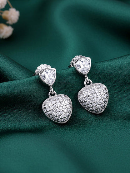 Silver Falling Heart Earrings
