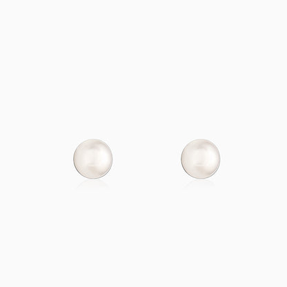 Silver Sea Pearl Stud Earrings