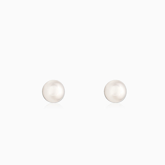 Silver Sea Pearl Stud Earrings