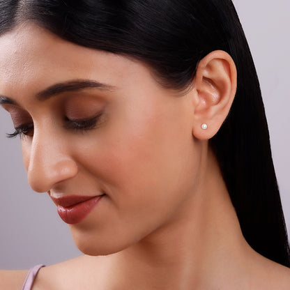 Silver Sea Pearl Stud Earrings