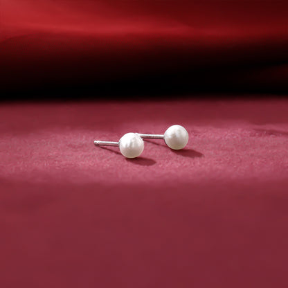 Silver Sea Pearl Stud Earrings