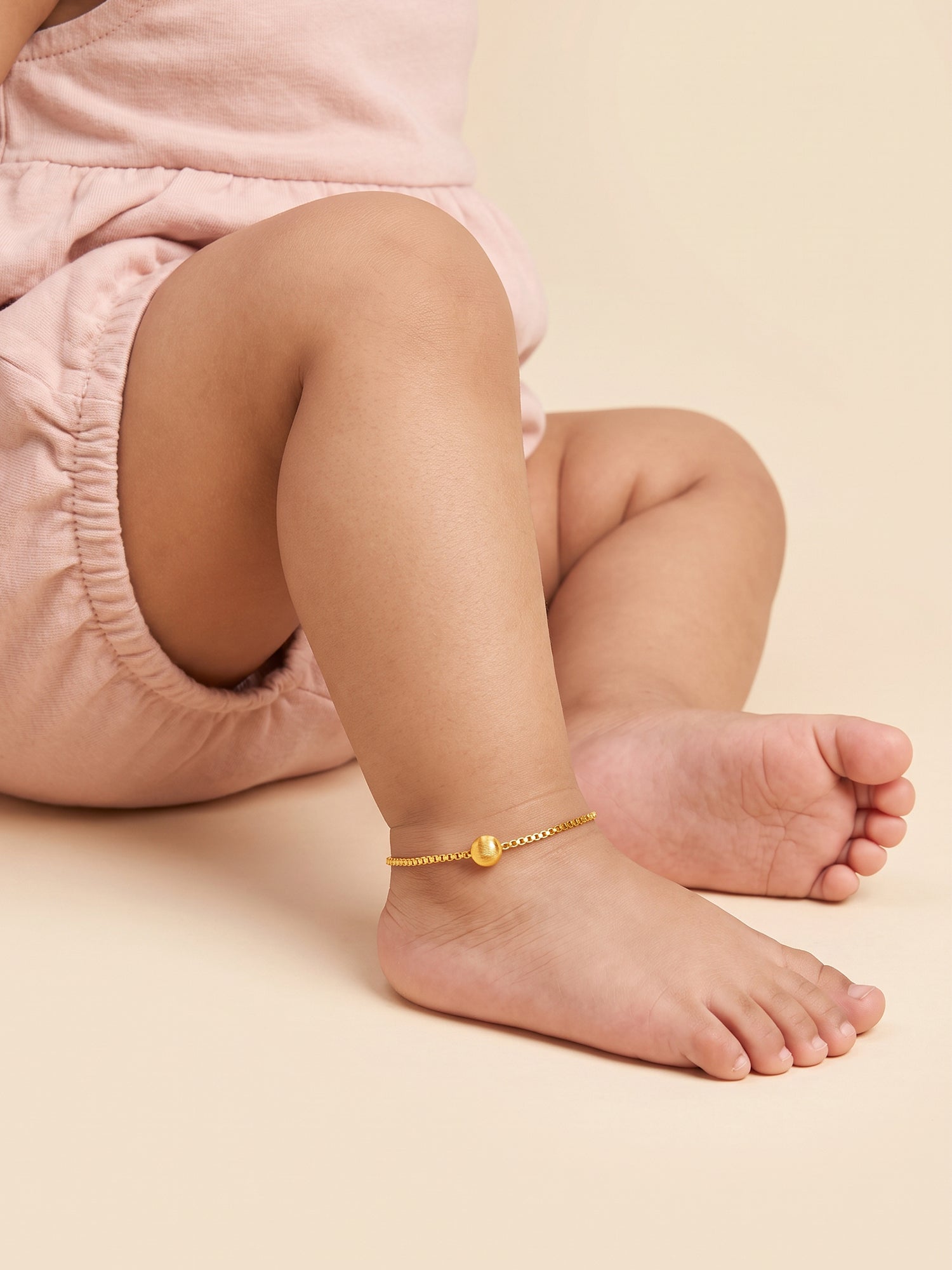 Golden Sunshine Bead Kids Anklet