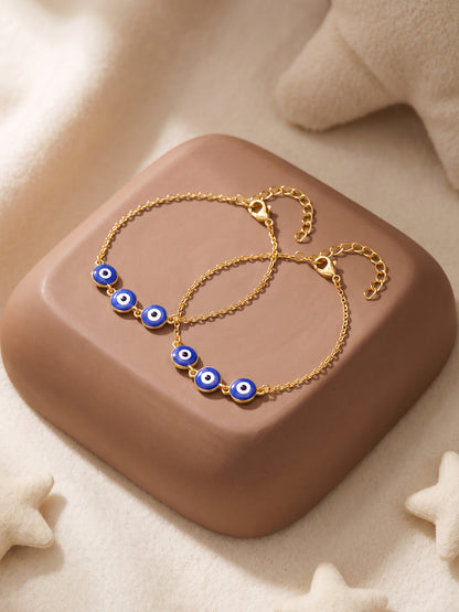 Golden Nazar Raksha Evil Eye Kids Anklets (2-6 Years)
