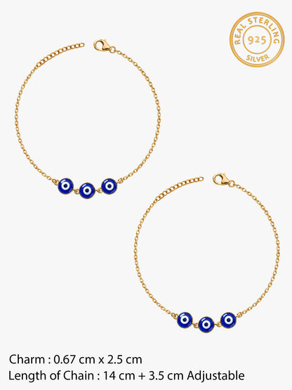 Golden Nazar Raksha Evil Eye Kids Anklets (2-6 Years)