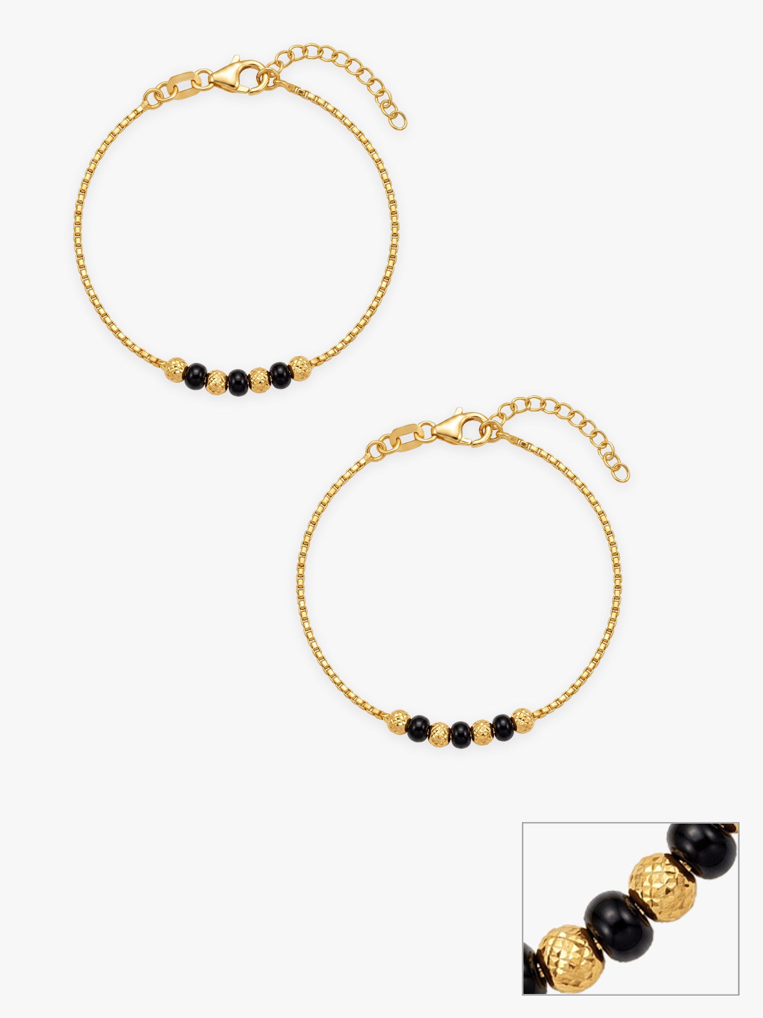 Golden Cute Black Beads Kids Anklets