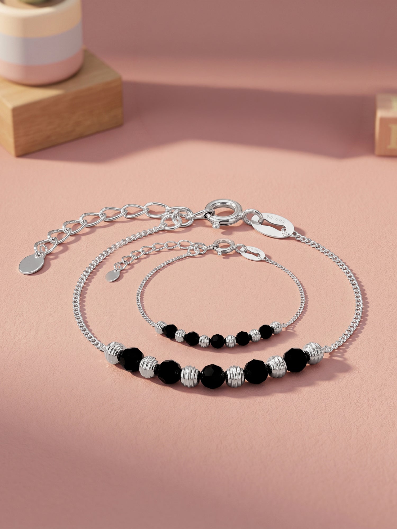 Silver Cute Beads Kids Anklets