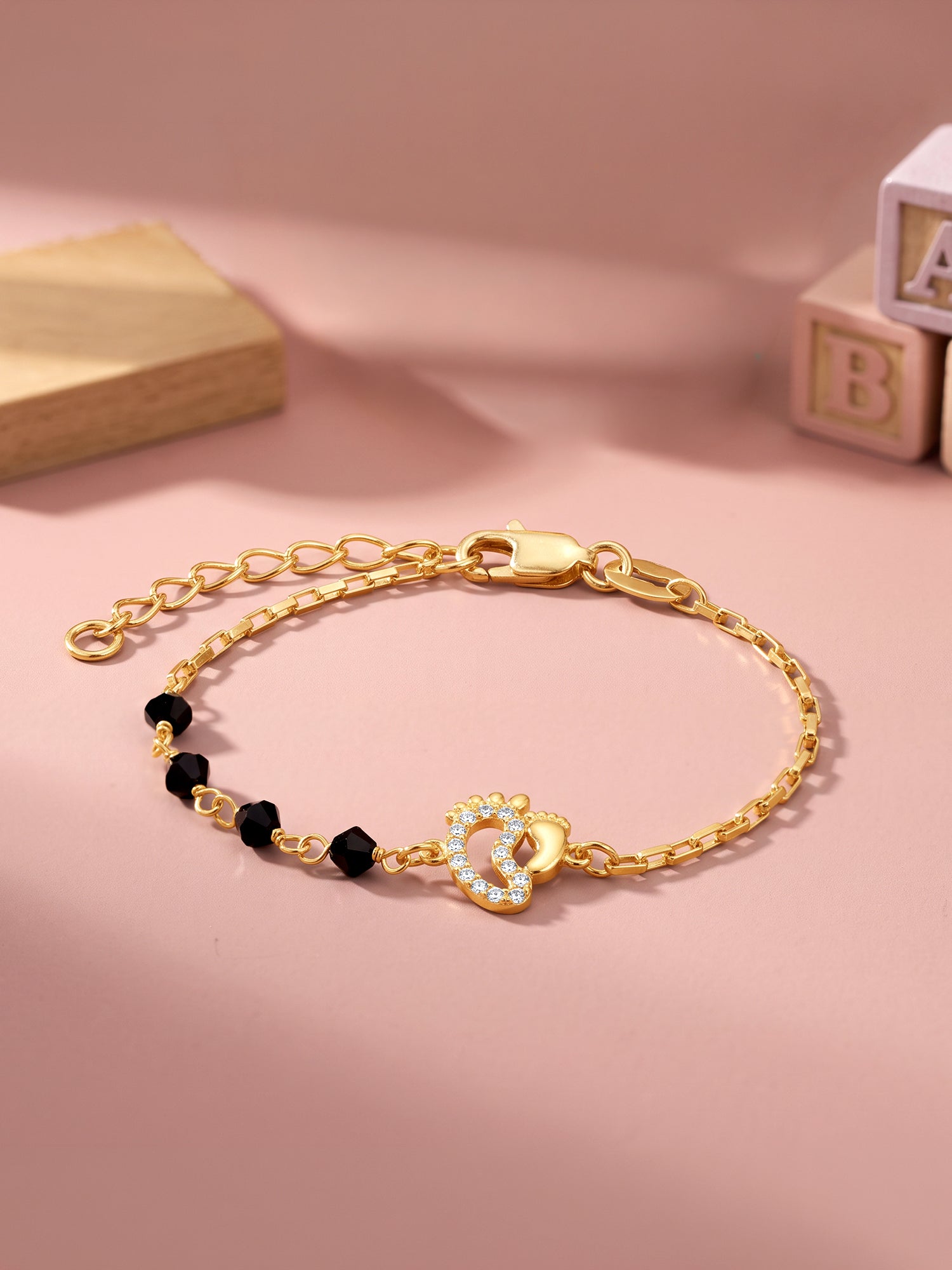 Golden Cute Footprint Kids Anklet