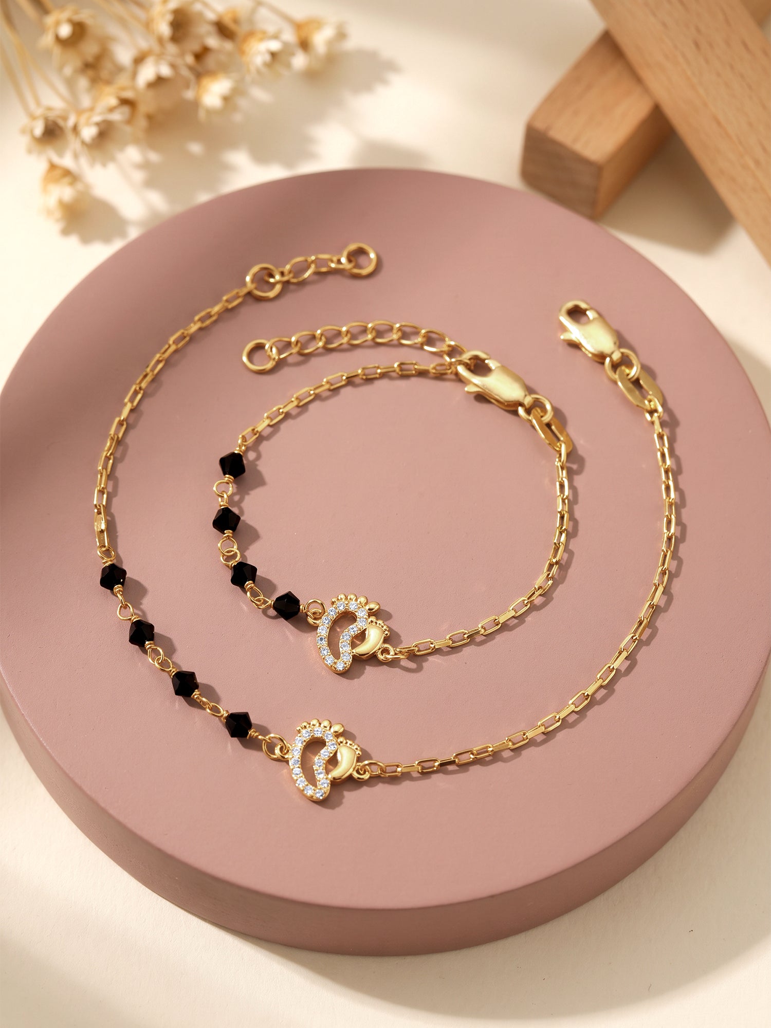 Golden Cute Footprint Kids Anklets