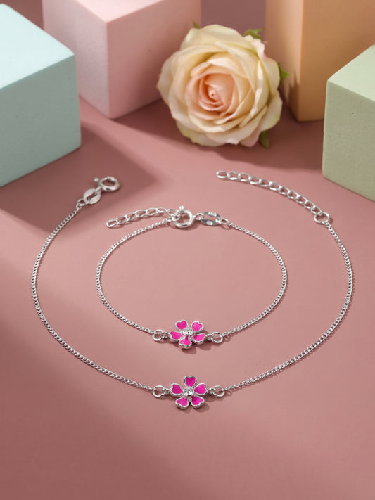 Silver Bloom Pop Kids Anklets