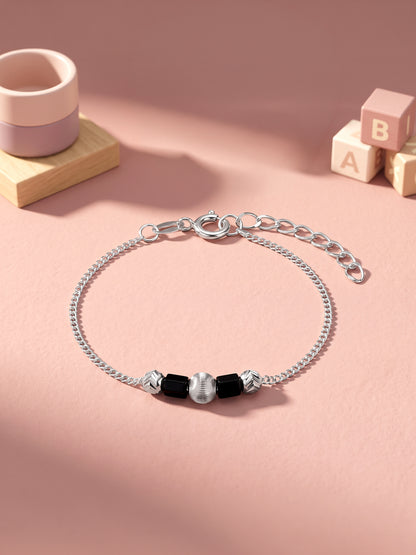 Silver Stylish Beads Kids Anklet