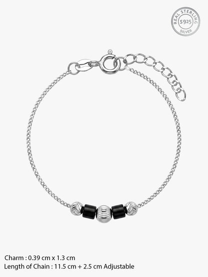 Silver Stylish Beads Kids Anklet