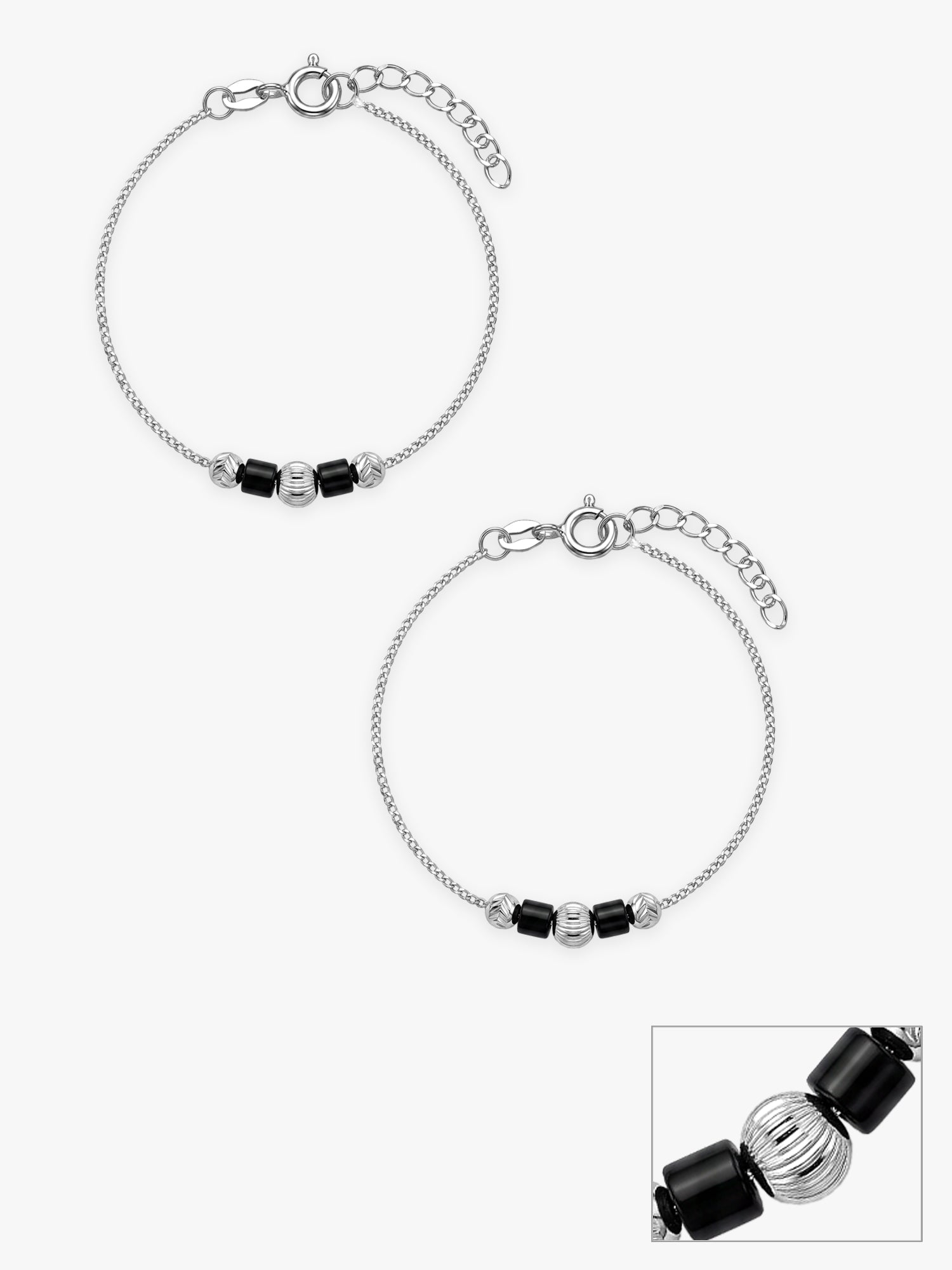 Silver Stylish Beads Kids Anklets