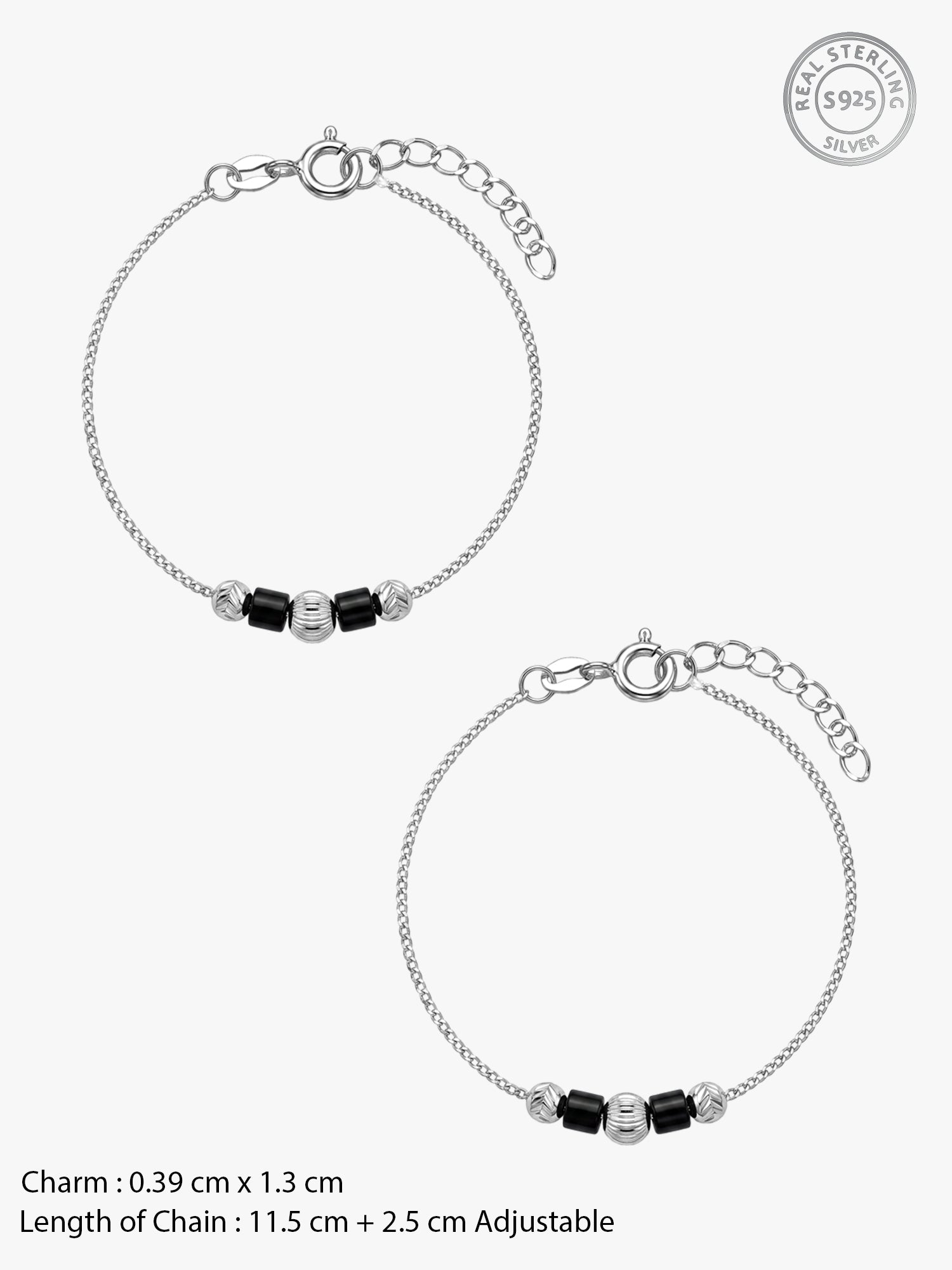 Silver Stylish Beads Kids Anklets