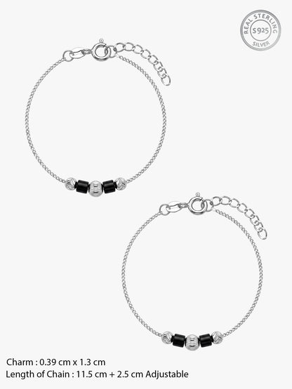 Silver Stylish Beads Kids Anklets