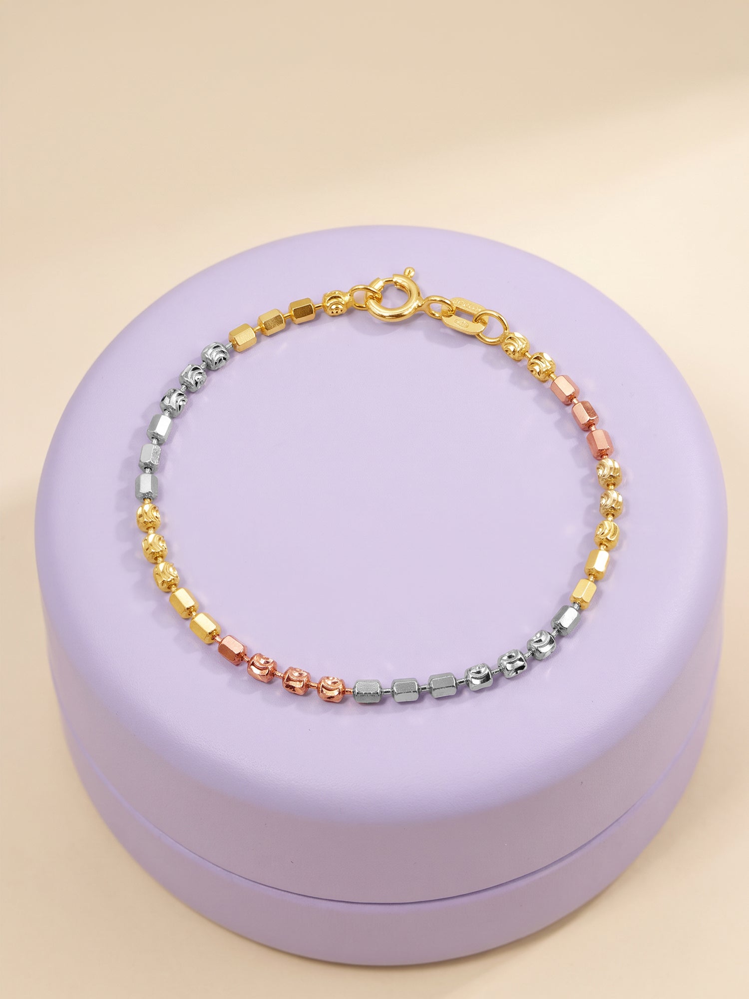 Triple Tone Rainbow Hop Silver Kids Anklet (0 - 2 Year)