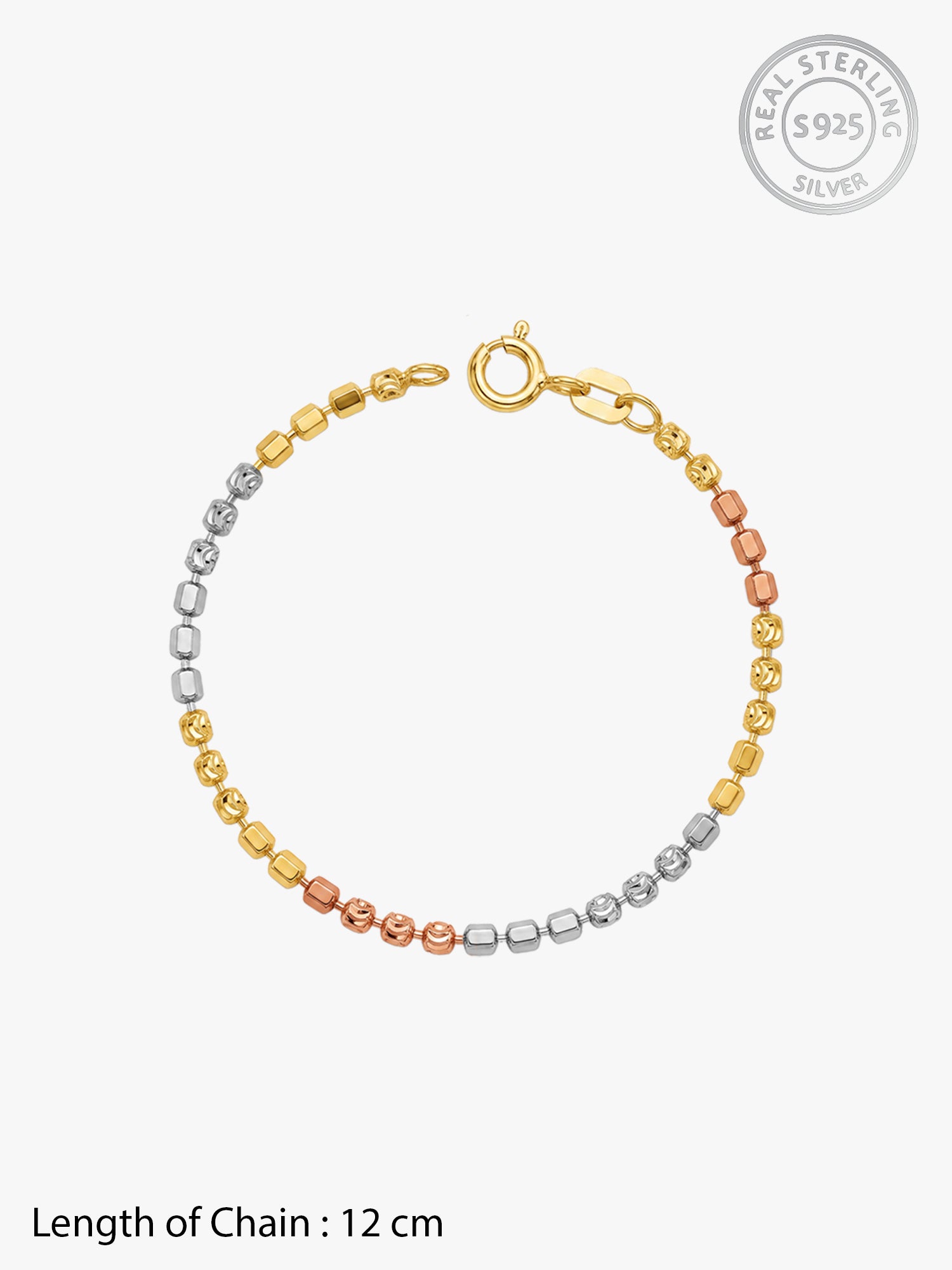 Triple Tone Rainbow Hop Silver Kids Anklet (0 - 2 Year)