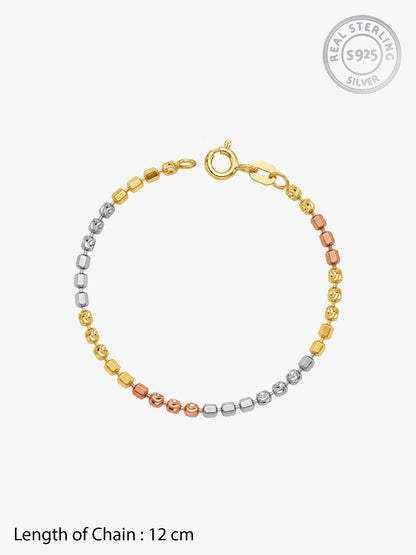 Triple Tone Rainbow Hop Silver Kids Anklet (0 - 2 Year)