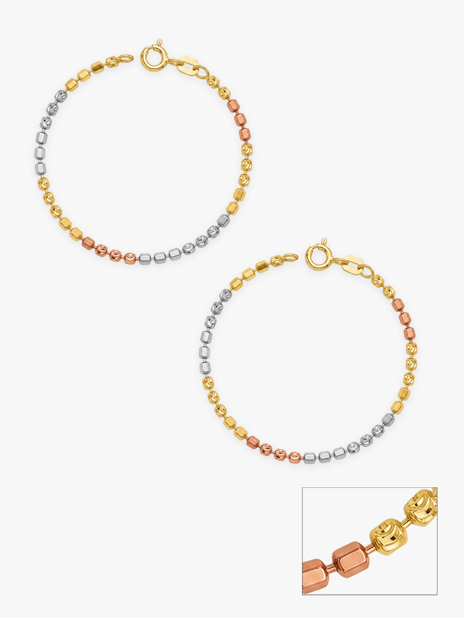 Triple Tone Rainbow Hop Silver Kids Anklets (0 - 2 Years)