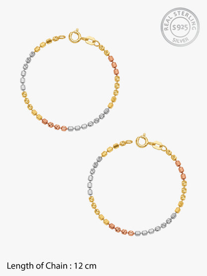 Triple Tone Rainbow Hop Silver Kids Anklets (0 - 2 Years)