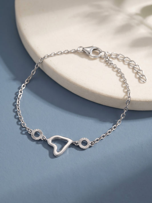 Silver Charming Heart Kids Bracelet