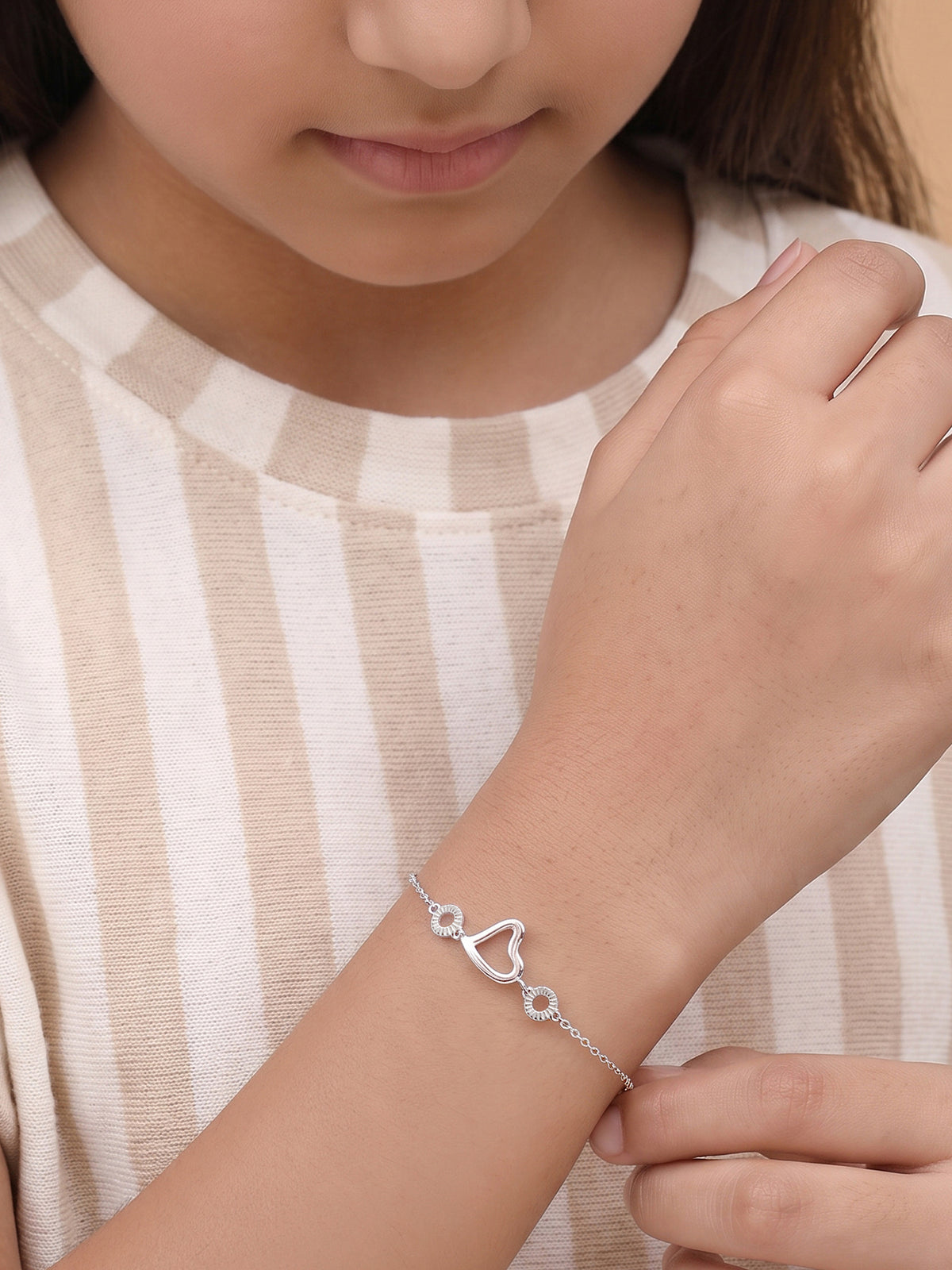 Silver Charming Heart Kids Bracelet